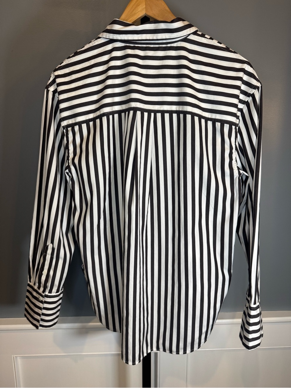 NWT Madewell Relaxed Button-Up Shirt Dark Carob Stripe 100% Cotton M - Picture 8 of 12